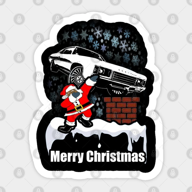 Dabbing Santa Clause Merry Caprice Donk Snowing Christmas Sticker by Black Ice Design